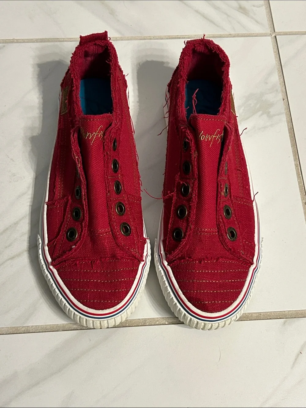 Blowfish Crimson Frayed Slip-On Canvas Sneakers